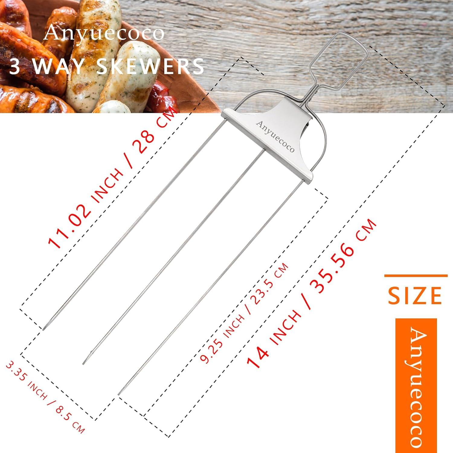 Pinchos de Kabob Anyuecoco 35.5 cm Acero Inoxidable 2 PCS