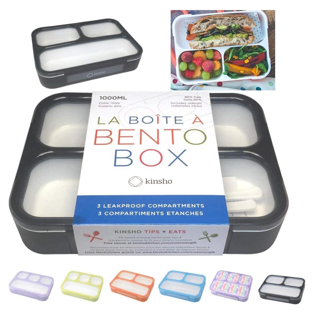 Caja Bento Kinsho 3 Compartimentos Ecológica 4 Tazas Negra