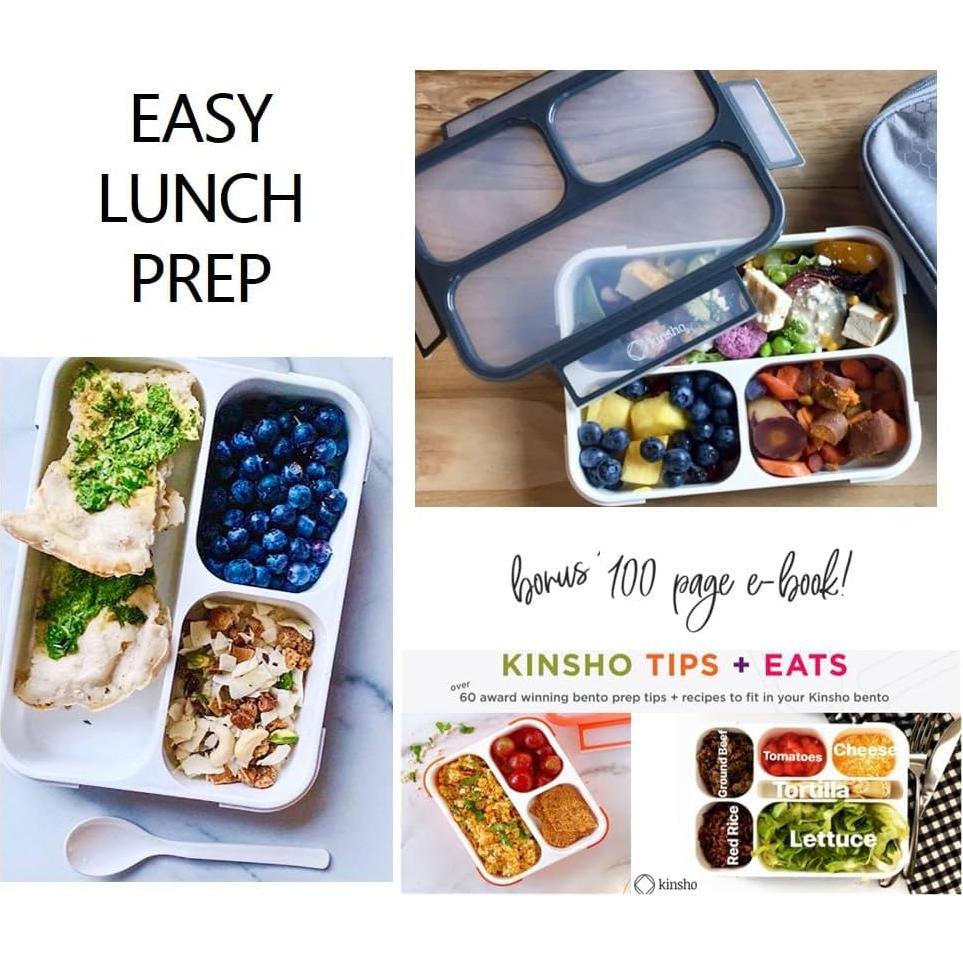 Caja Bento Kinsho 3 Compartimentos Ecológica 4 Tazas Negra