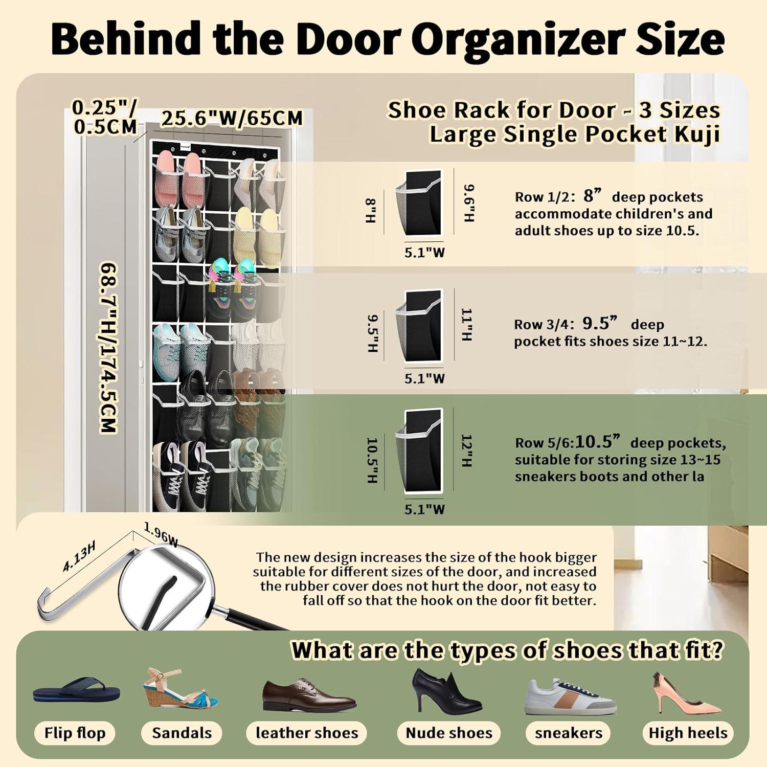 Organizador de Zapatos PAULONE Colgante para Puerta 30 Bolsillos