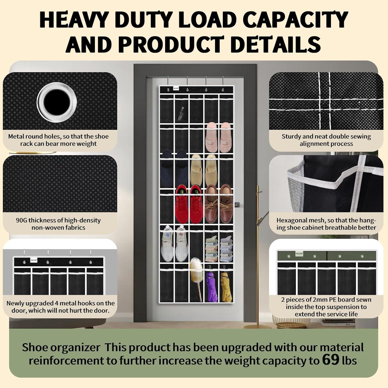 Organizador de Zapatos PAULONE Colgante para Puerta 30 Bolsillos