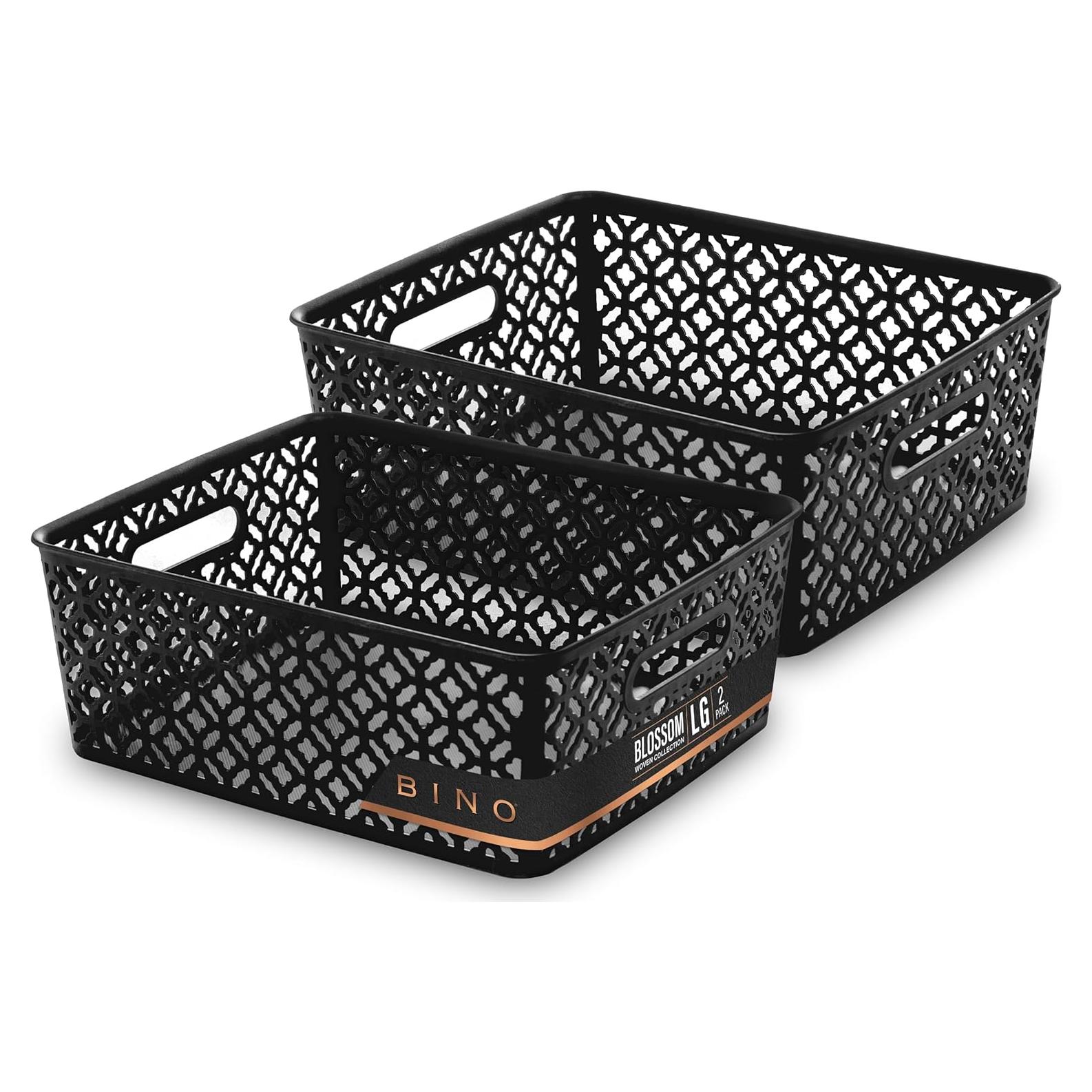 Cestas de Almacenamiento BINO 2PK Grande Plástico Negro