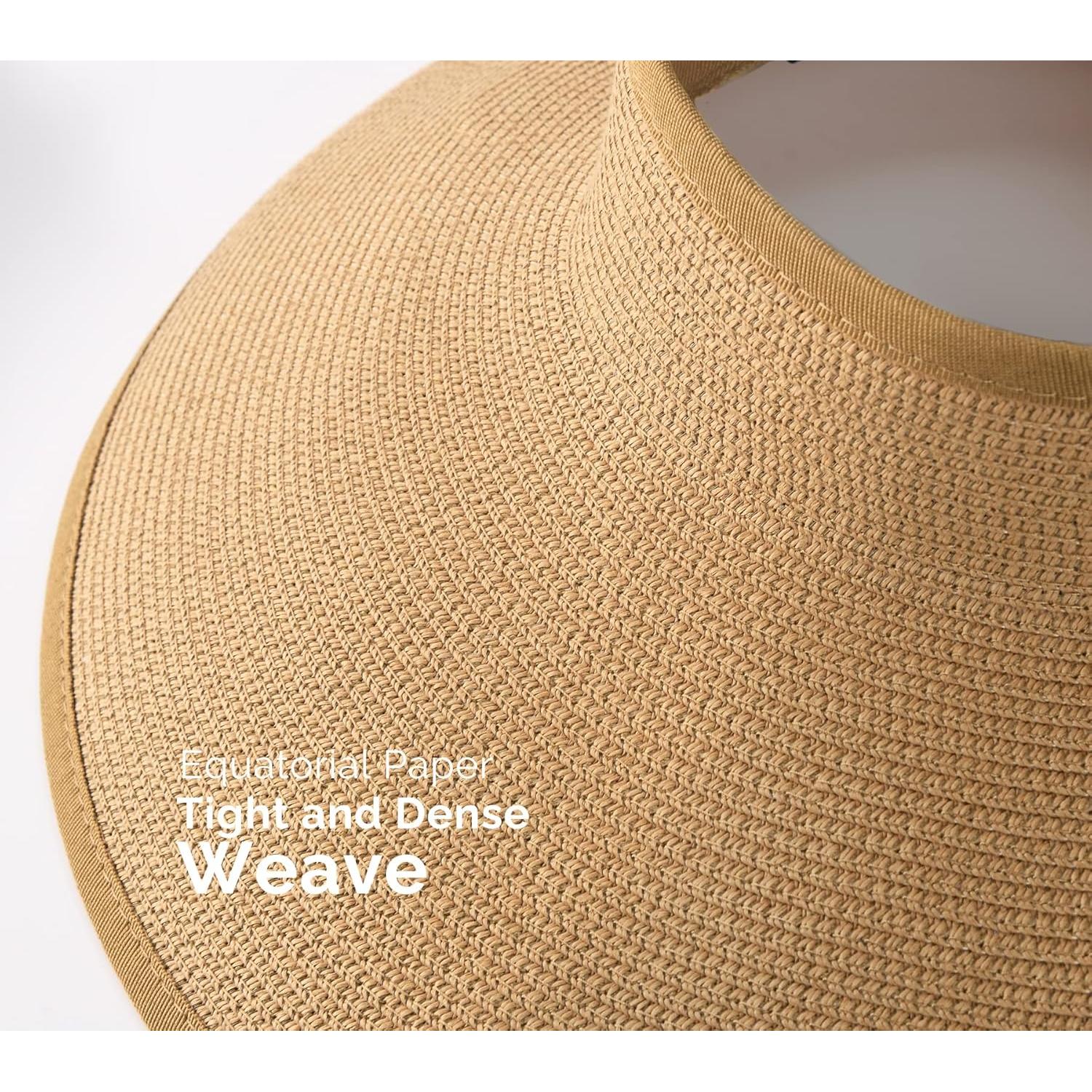 Sombrero de sol Camptrace para mujeres, visera de paja UPF 50+