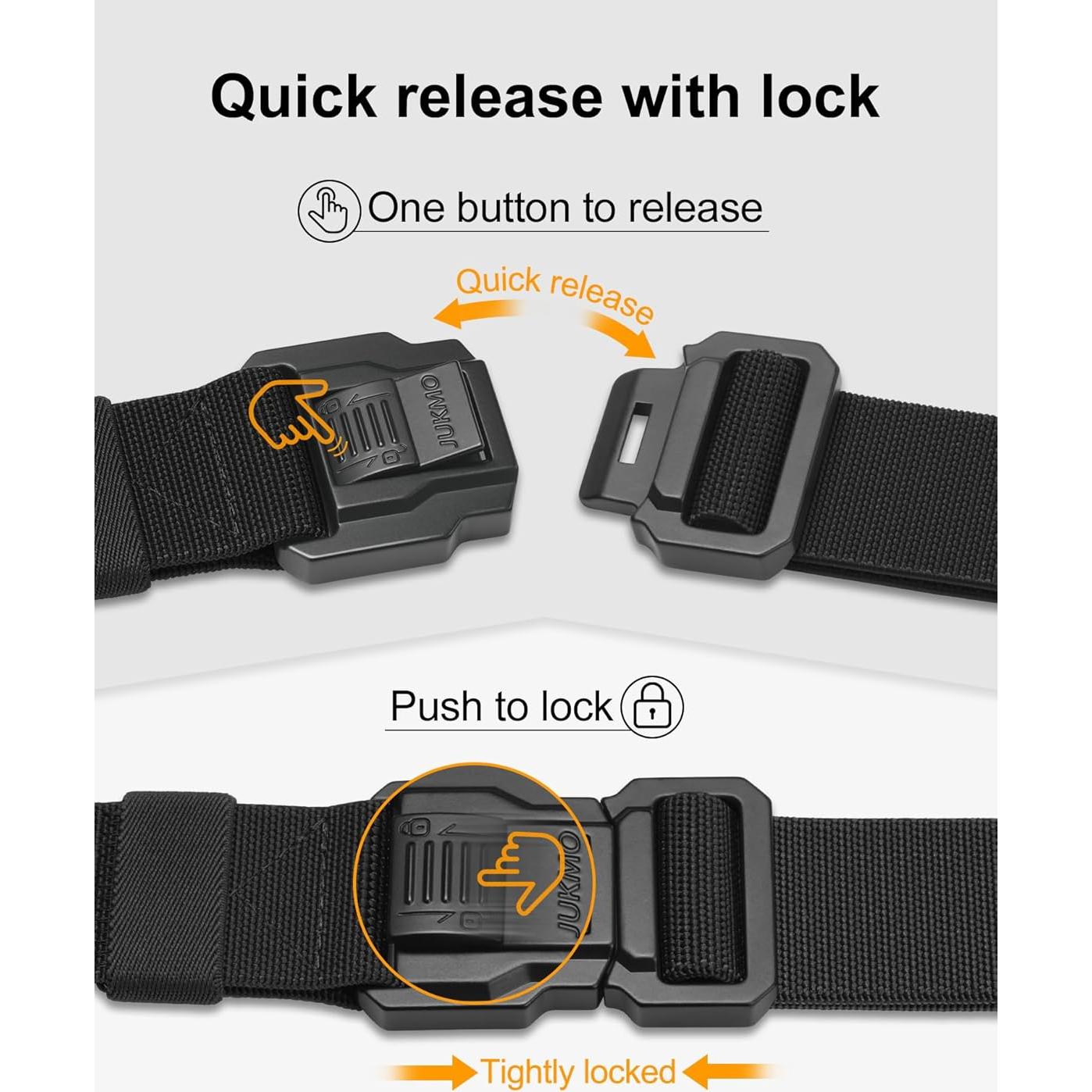 Cinturón Táctico JUKMO Nylon Elástico 3.81 cm Negro