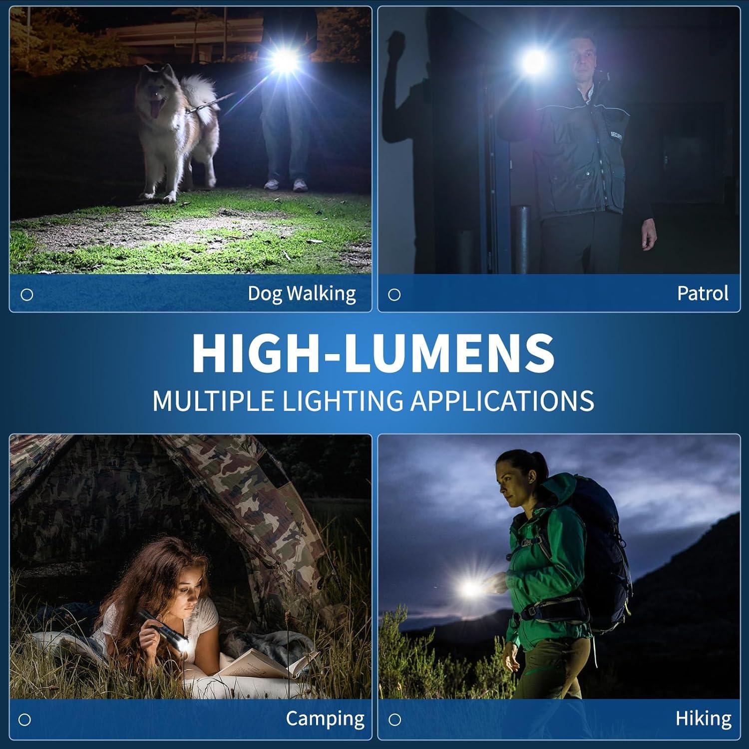 Rechargeable Flashlight, 2 Pack 900000 High Lumens Super Bright Flash Light, 7 Modes with COB Work Light, IPX6 Waterproof, Powerful Handheld LED Flashlights for Camping, Hiking