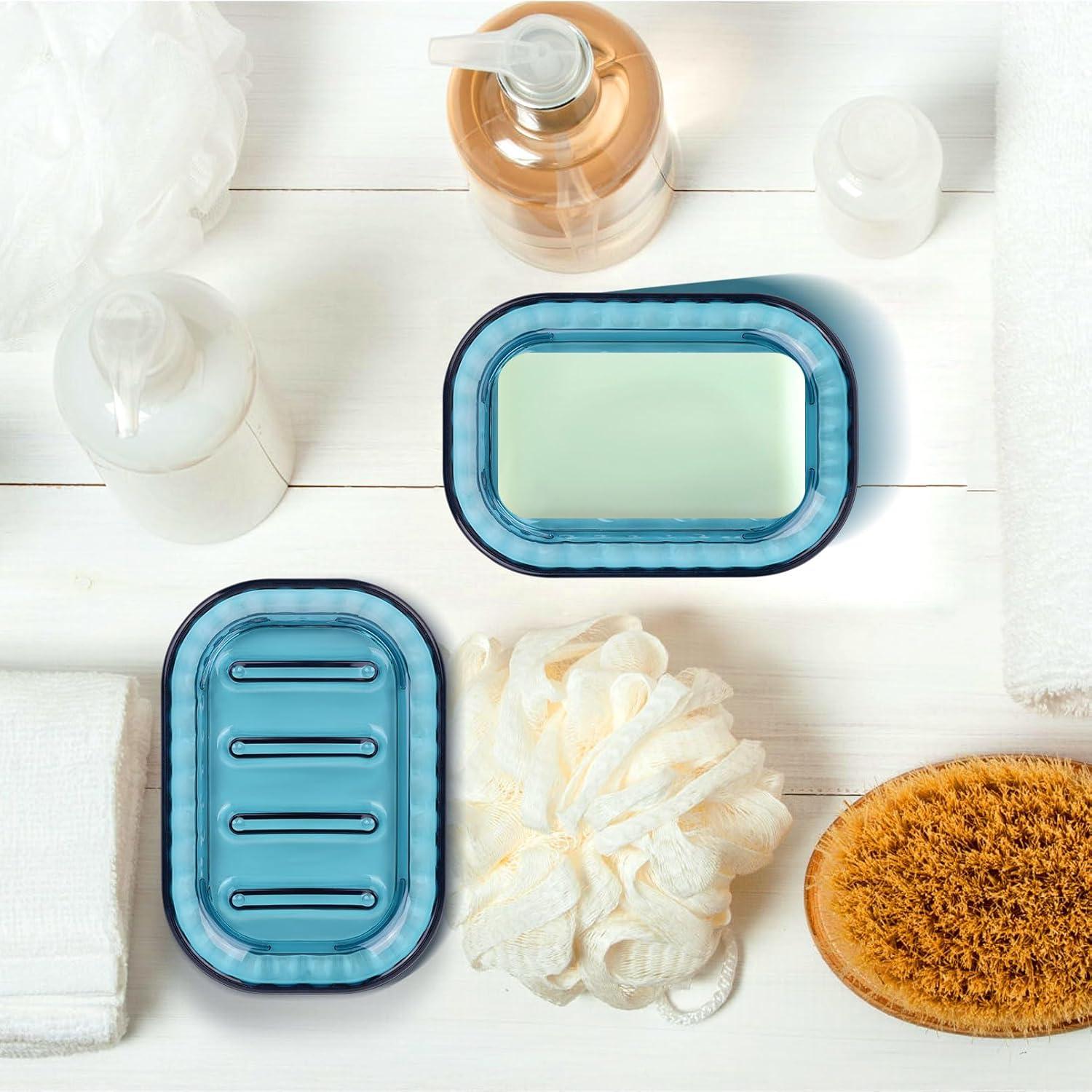 Soporte para Jabón AMUONTY Azul - Paquete de 2, Antideslizante