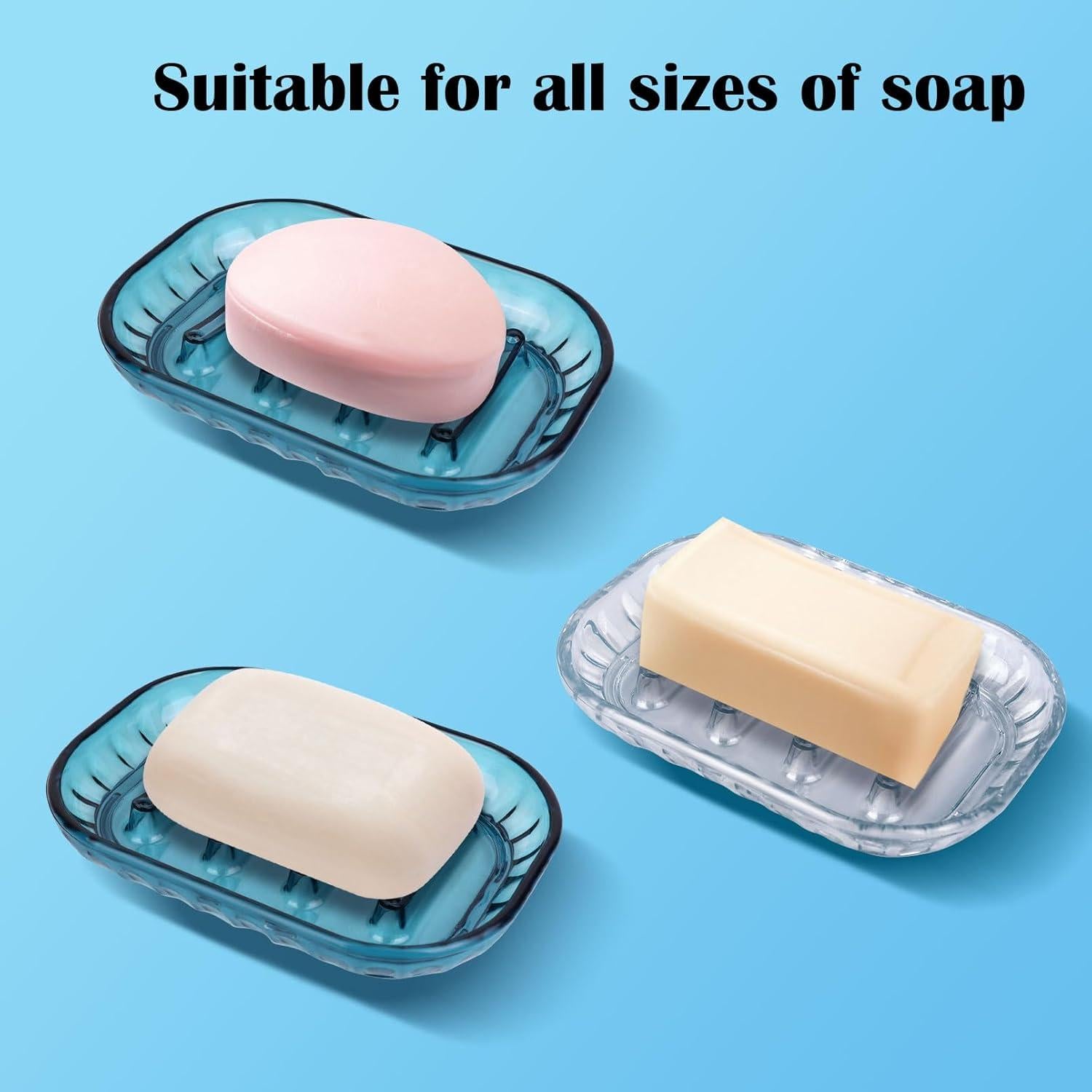 Soporte para Jabón AMUONTY Azul - Paquete de 2, Antideslizante