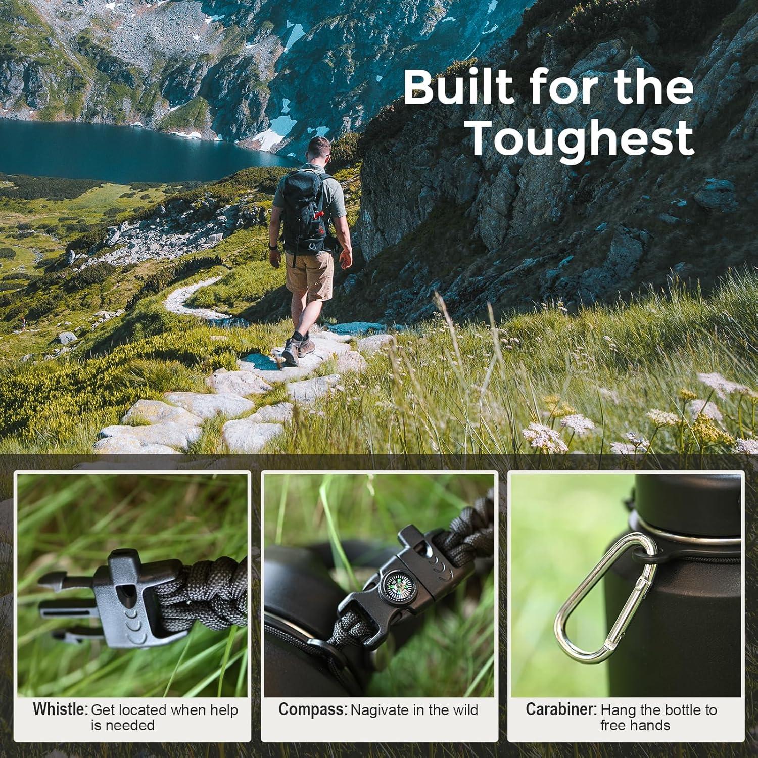 Mango de Paracord RAYMYLO para Botellas de Agua Boca Ancha