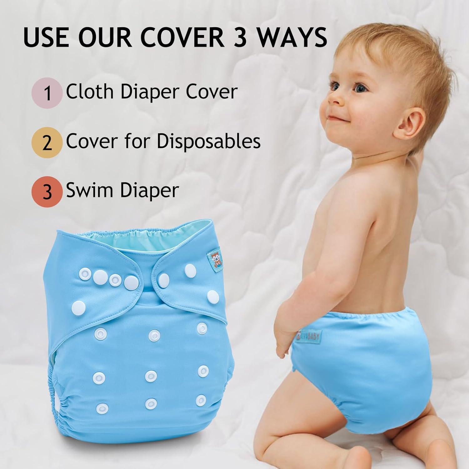 Cubierta de Pañal de Tela ALVABABY CDC05 Azul Unisex