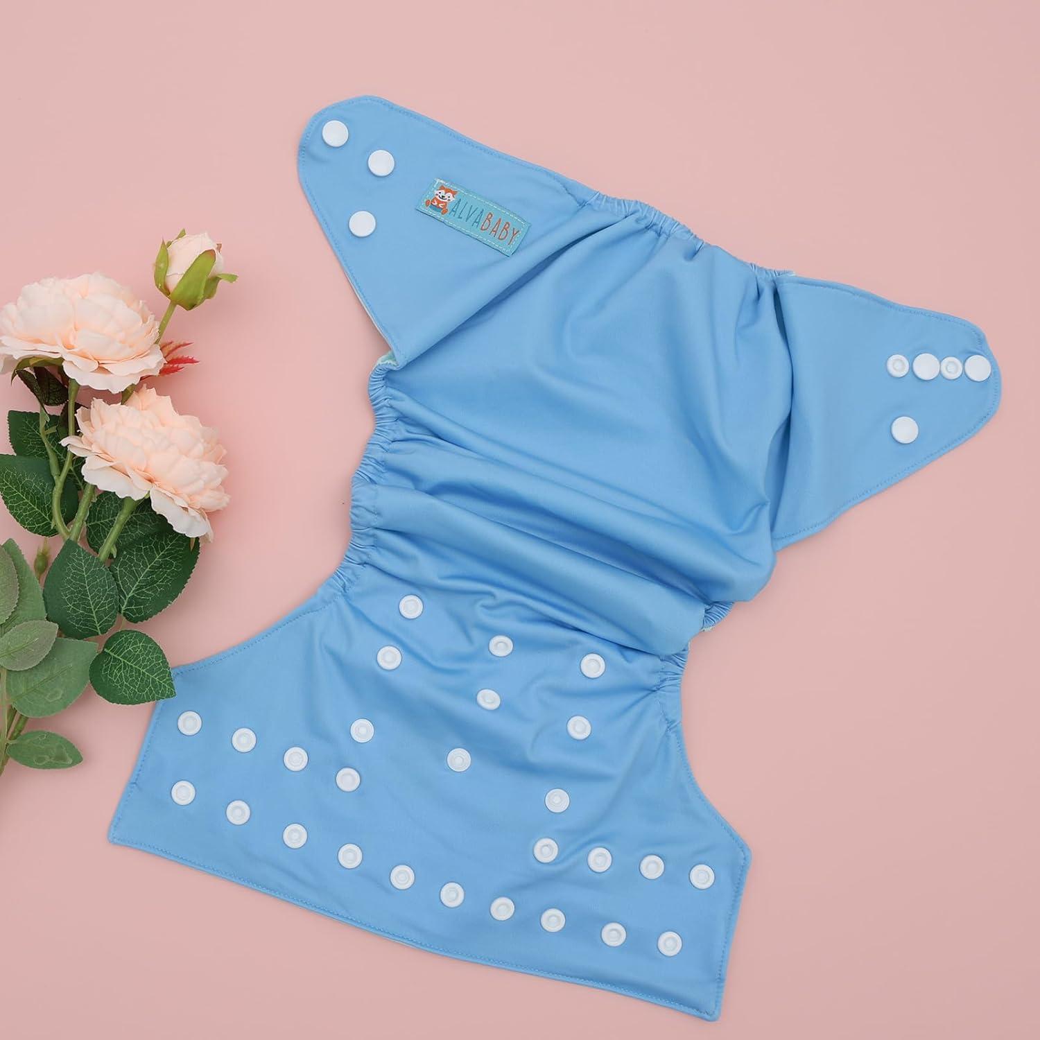 Cubierta de Pañal de Tela ALVABABY CDC05 Azul Unisex