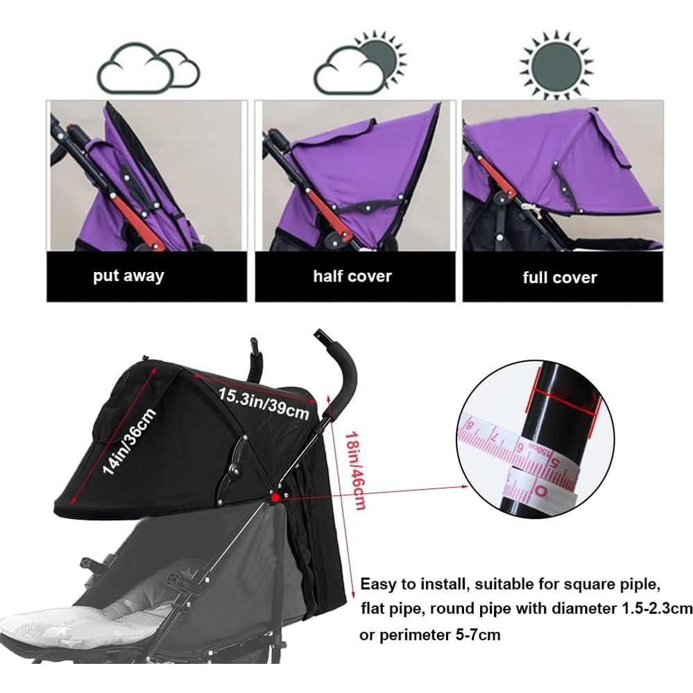 Sombrilla para Cochecito de Bebé UPF50+ Oxford Negra