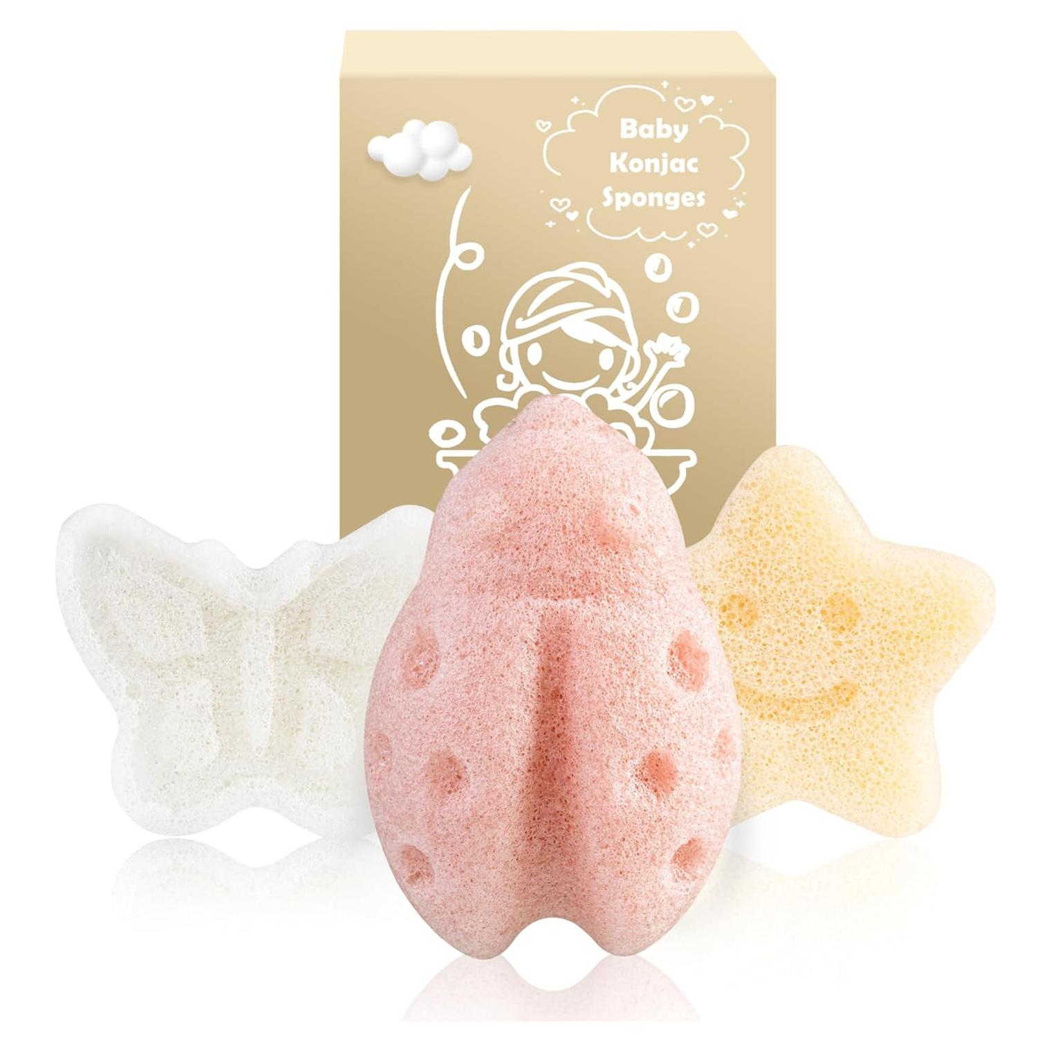 Esponjas de Baño para Bebés MoHern 3Pcs Naturales Suaves