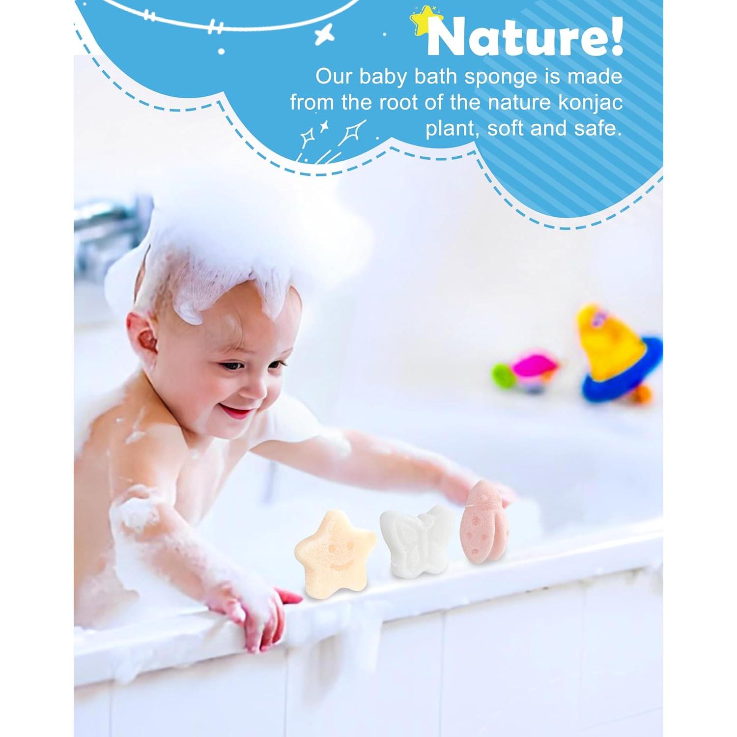 Esponjas de Baño para Bebés MoHern 3Pcs Naturales Suaves
