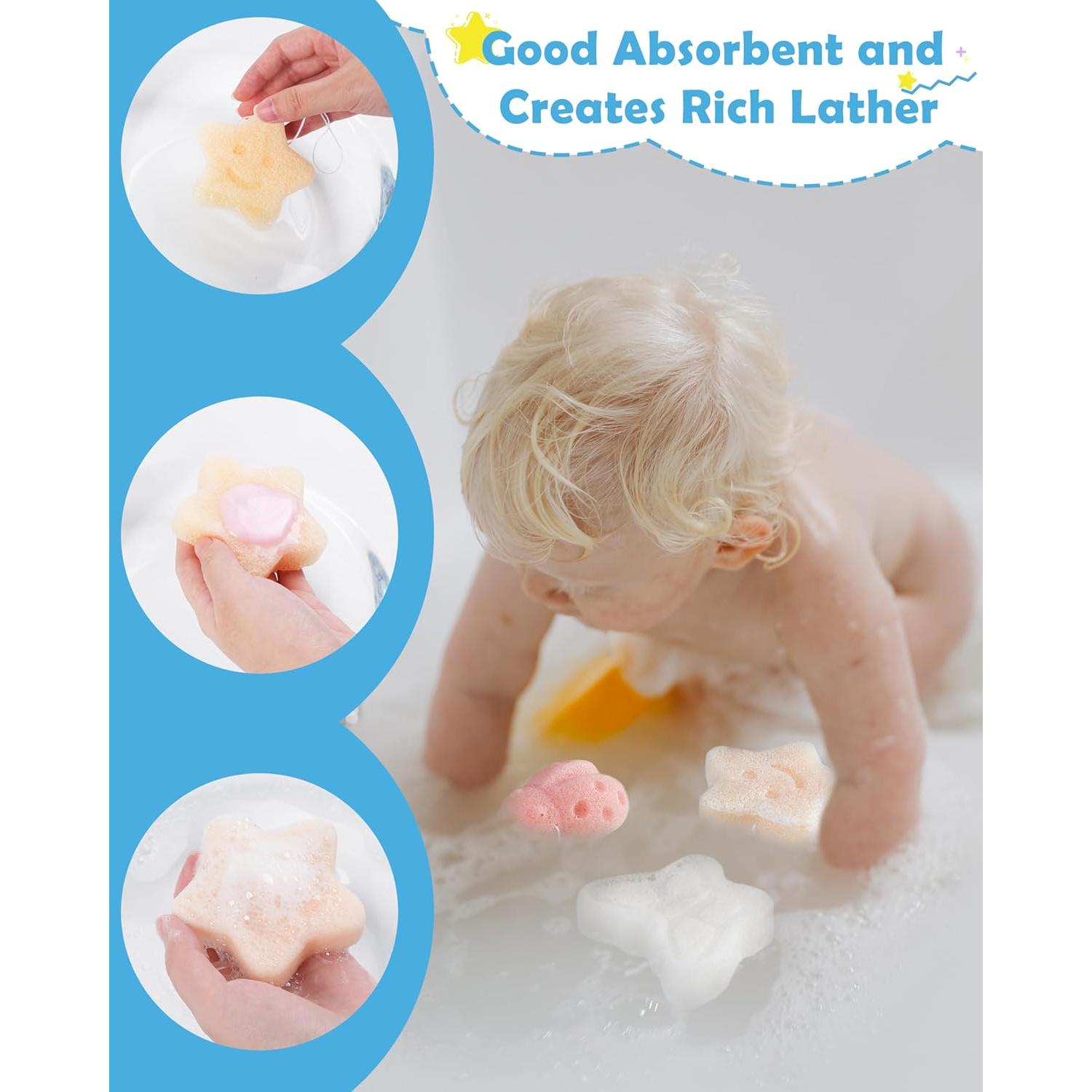 Esponjas de Baño para Bebés MoHern 3Pcs Naturales Suaves