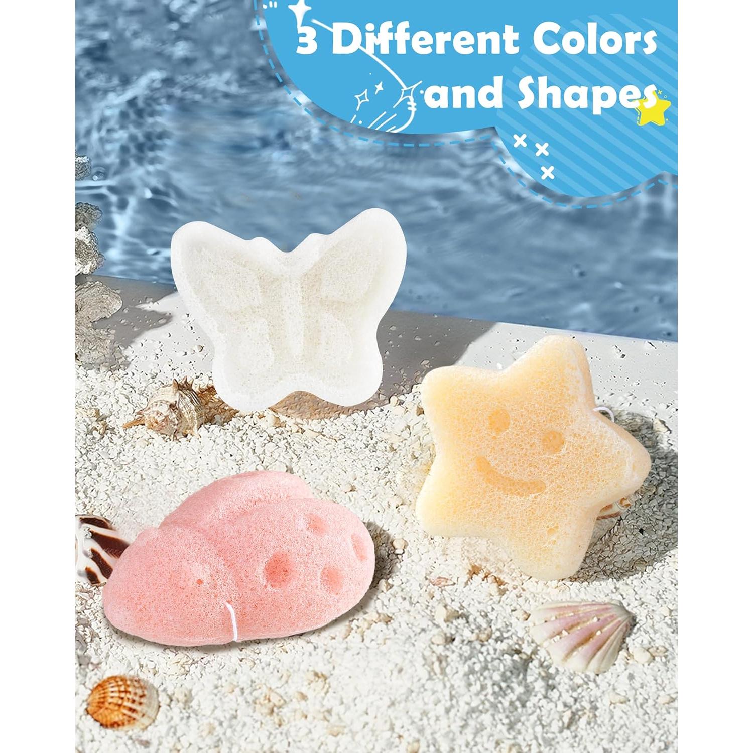 Esponjas de Baño para Bebés MoHern 3Pcs Naturales Suaves