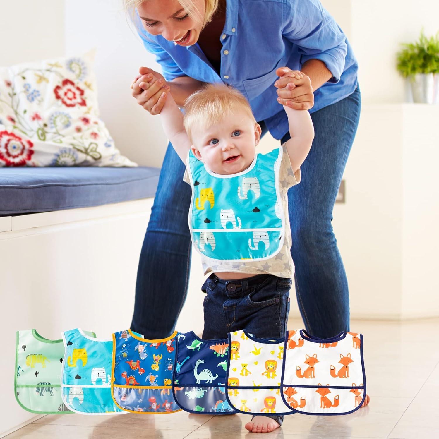 Conjunto de 6 Baberos Impermeables 2ooya para Bebés 6-24 Meses