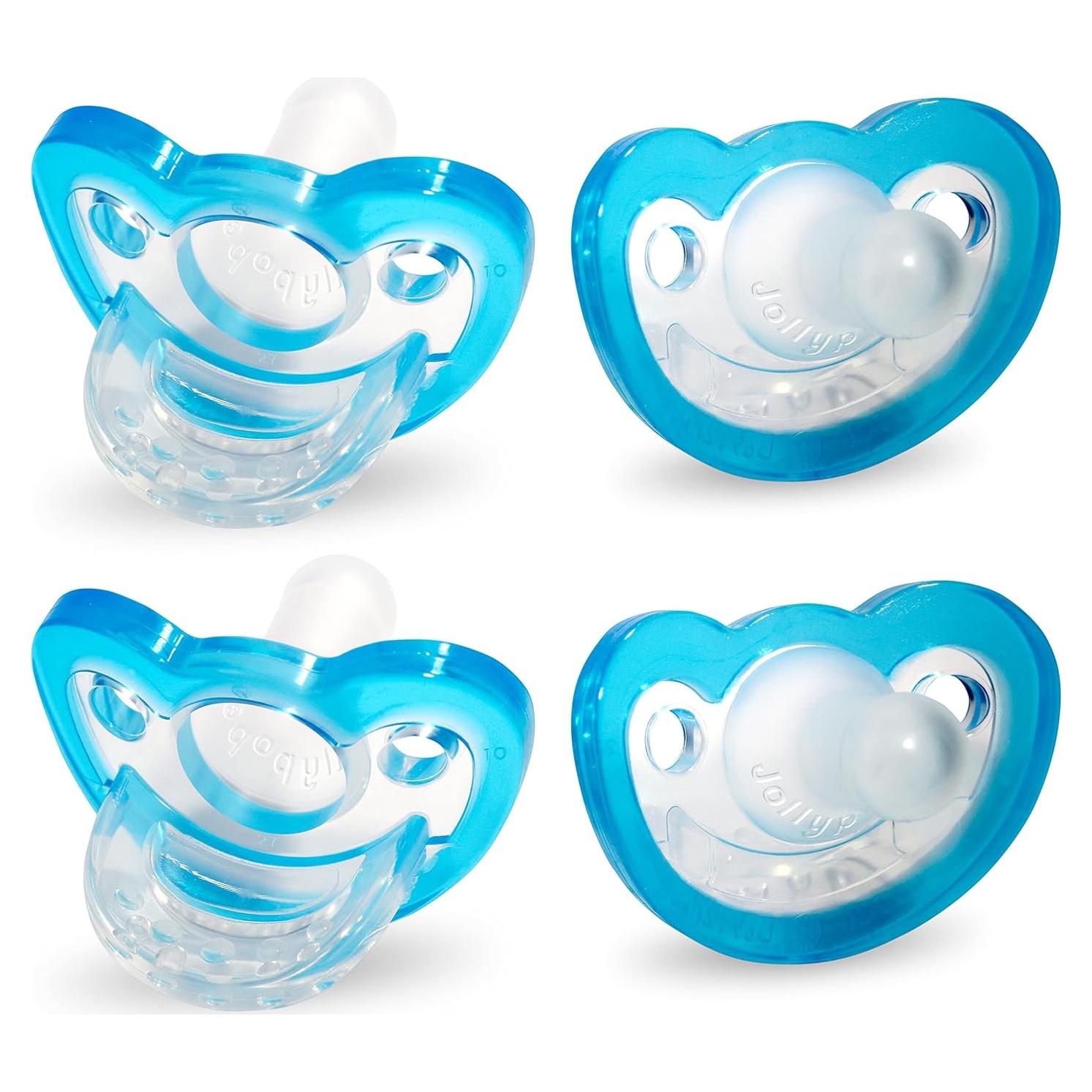 Chupete ortodóntico RaZbaby JollyPop - Paquete de 4 - Azul
