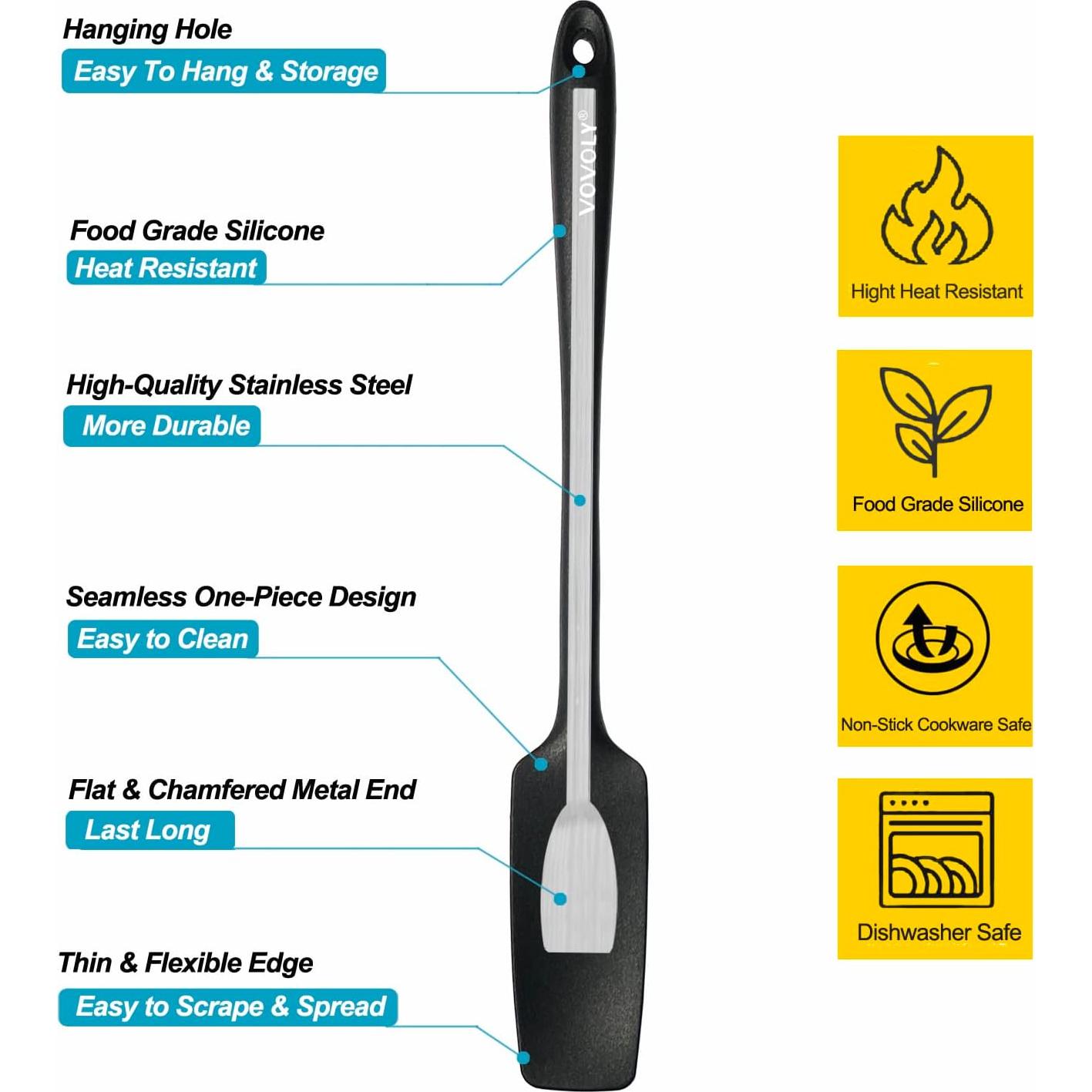 Espátula de Tarro Vovoly de Silicona 28.4 cm Negra, Alta Resistencia