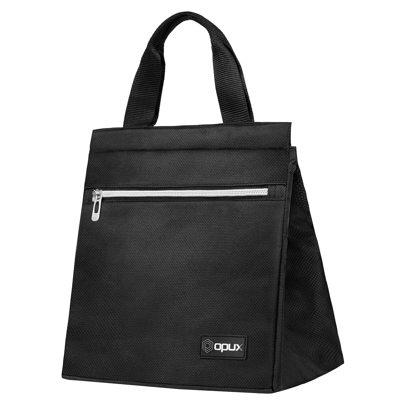 Bolsa de Almuerzo Aislada OPUX Negra 25.4x17.8 cm Reutilizable