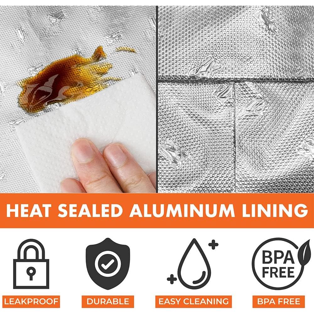 Bolsa de Almuerzo Aislada OPUX Negra 25.4x17.8 cm Reutilizable