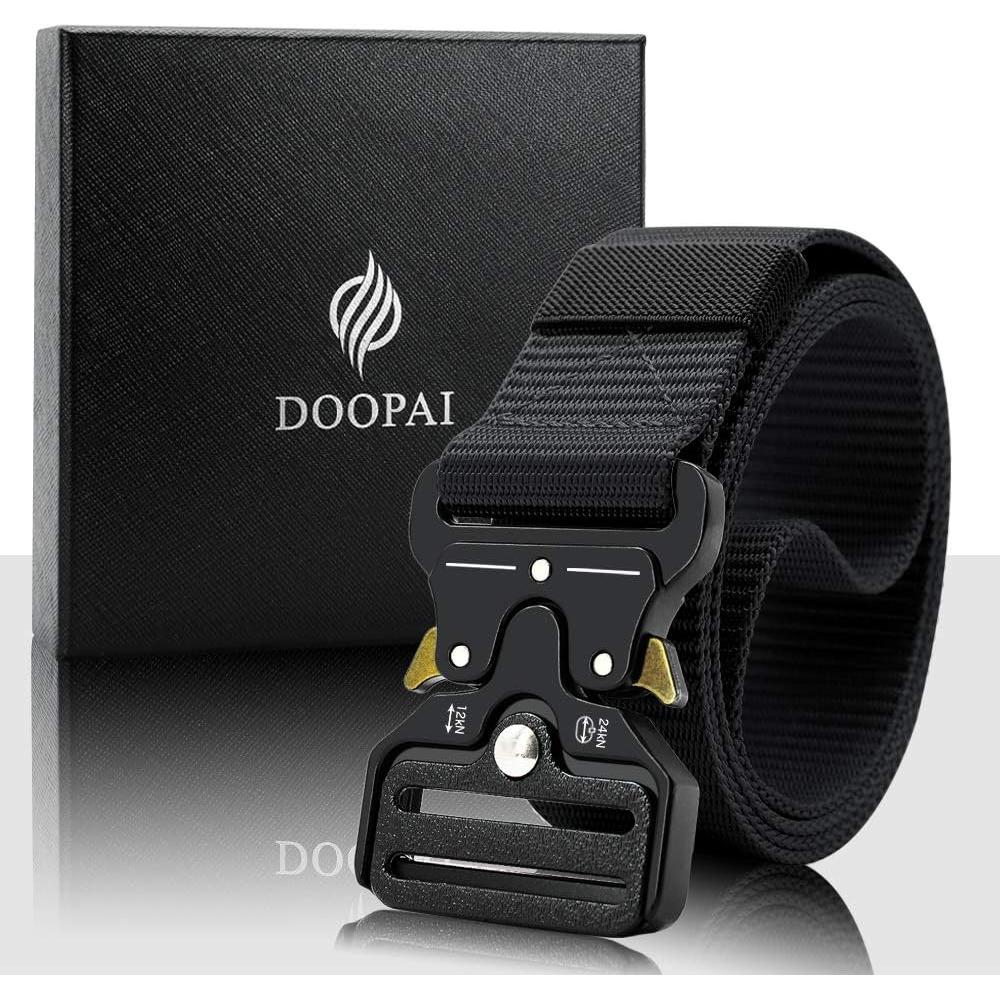 Cinturón Táctico DOOPAI Nylon Militar Negro Ajustable 125 cm