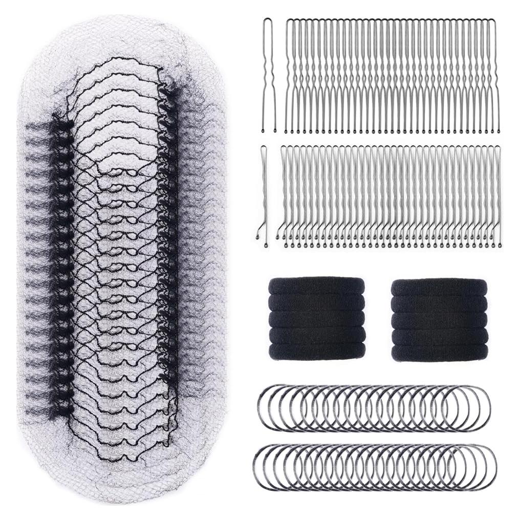 260PCS Juego de Accesorios para Cabello Negro 30cm 100 Pasadores