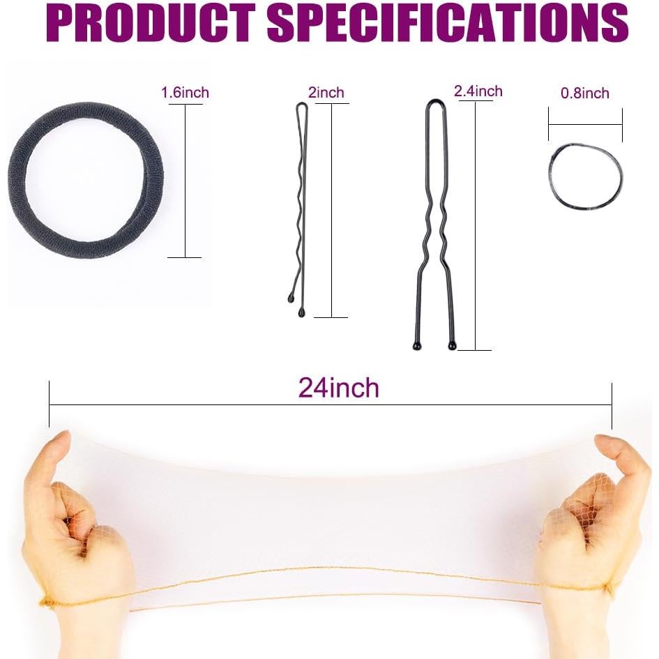 260PCS Juego de Accesorios para Cabello Negro 30cm 100 Pasadores