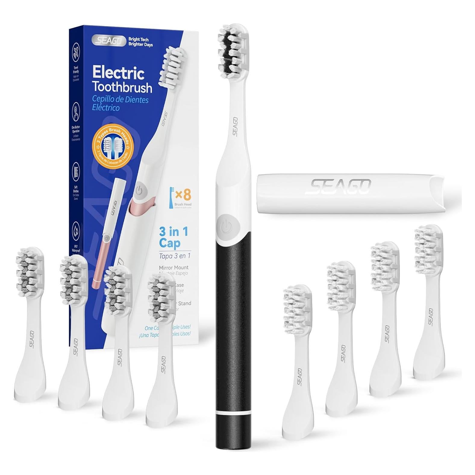 Cepillo de Dientes Eléctrico SEAGO Portátil 3 en 1 Negro
