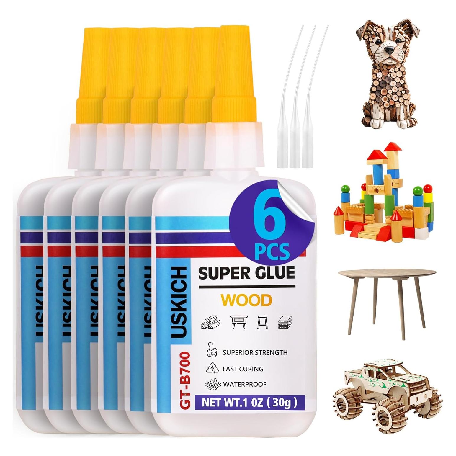 Super Glue USKICH para Carpintería 6 x 29.57 ml - Cianoacrilato