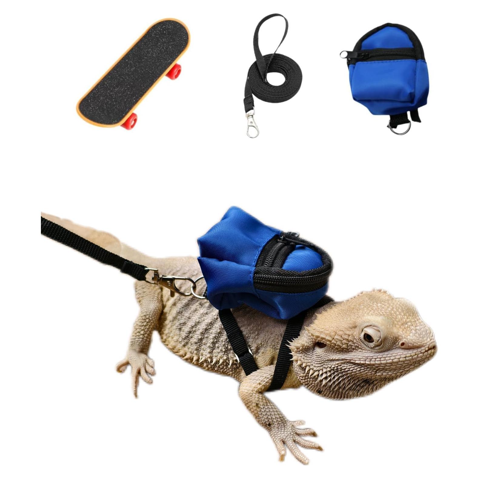 Accesorios para Reptiles TTMIMIK - Mochila y Correa Azul