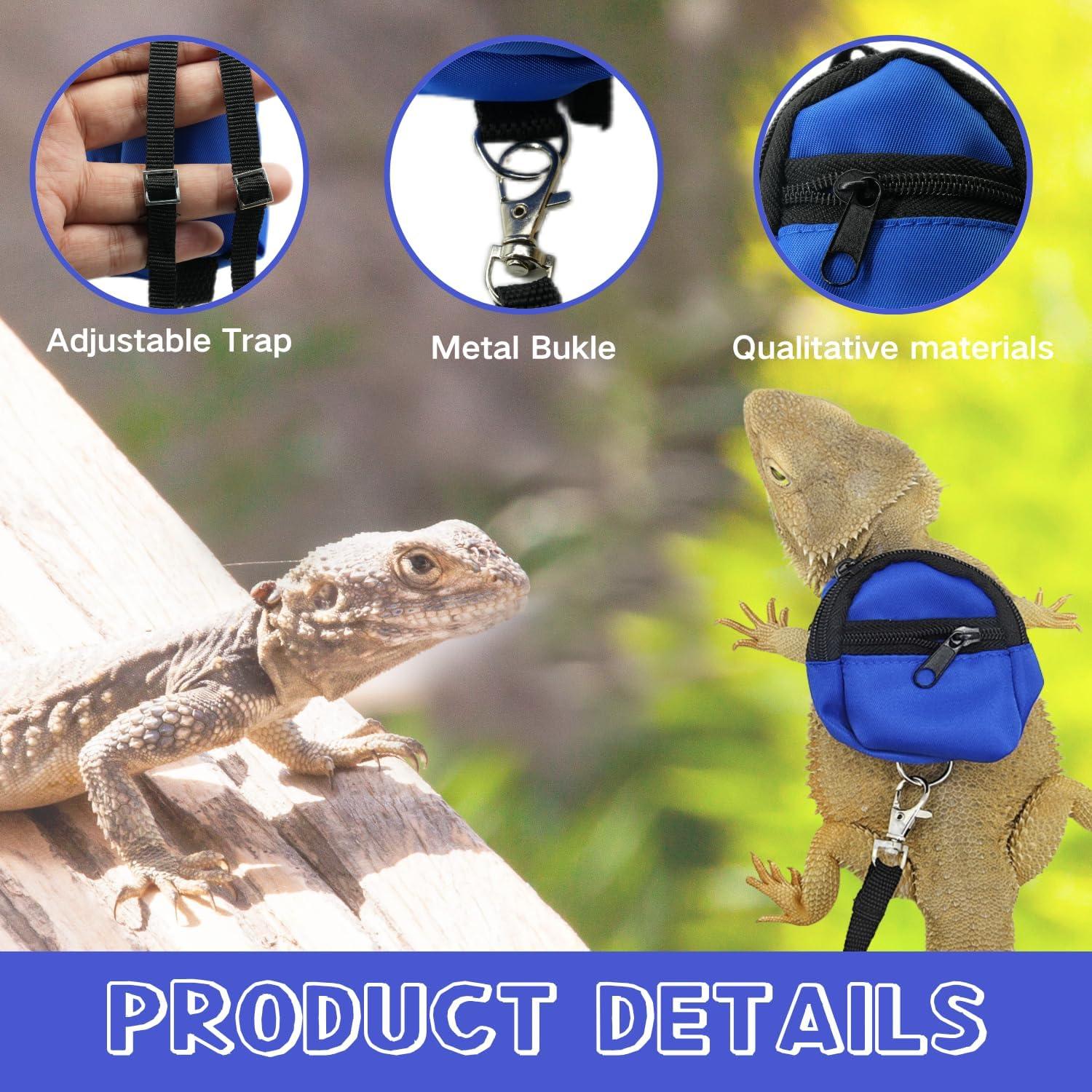 Accesorios para Reptiles TTMIMIK - Mochila y Correa Azul