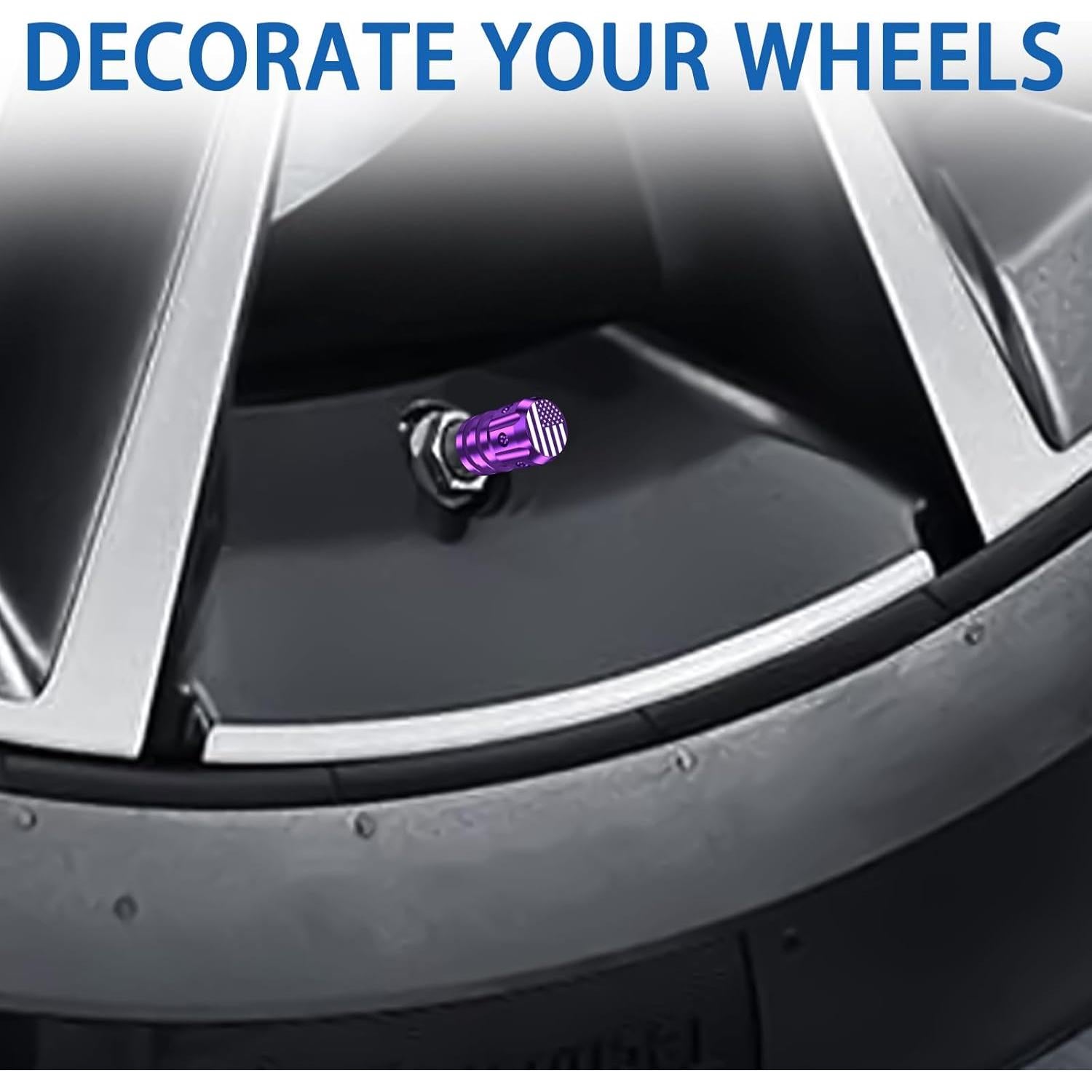 Tapas de Válvula de Neumático QUARKACE - Bandera Americana - 4 Piezas