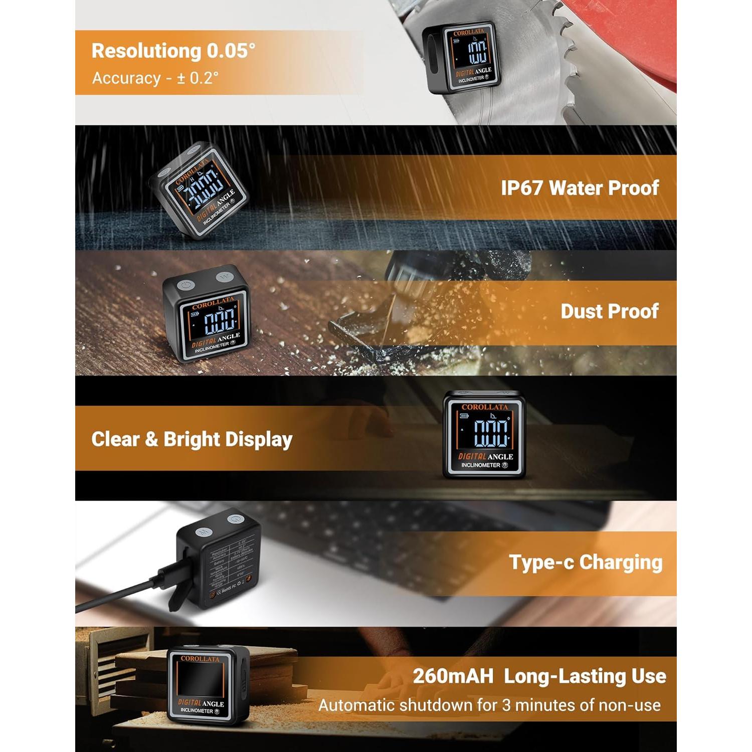 Buscador de Ángulo Digital COROLLATA con Nivel Magnético