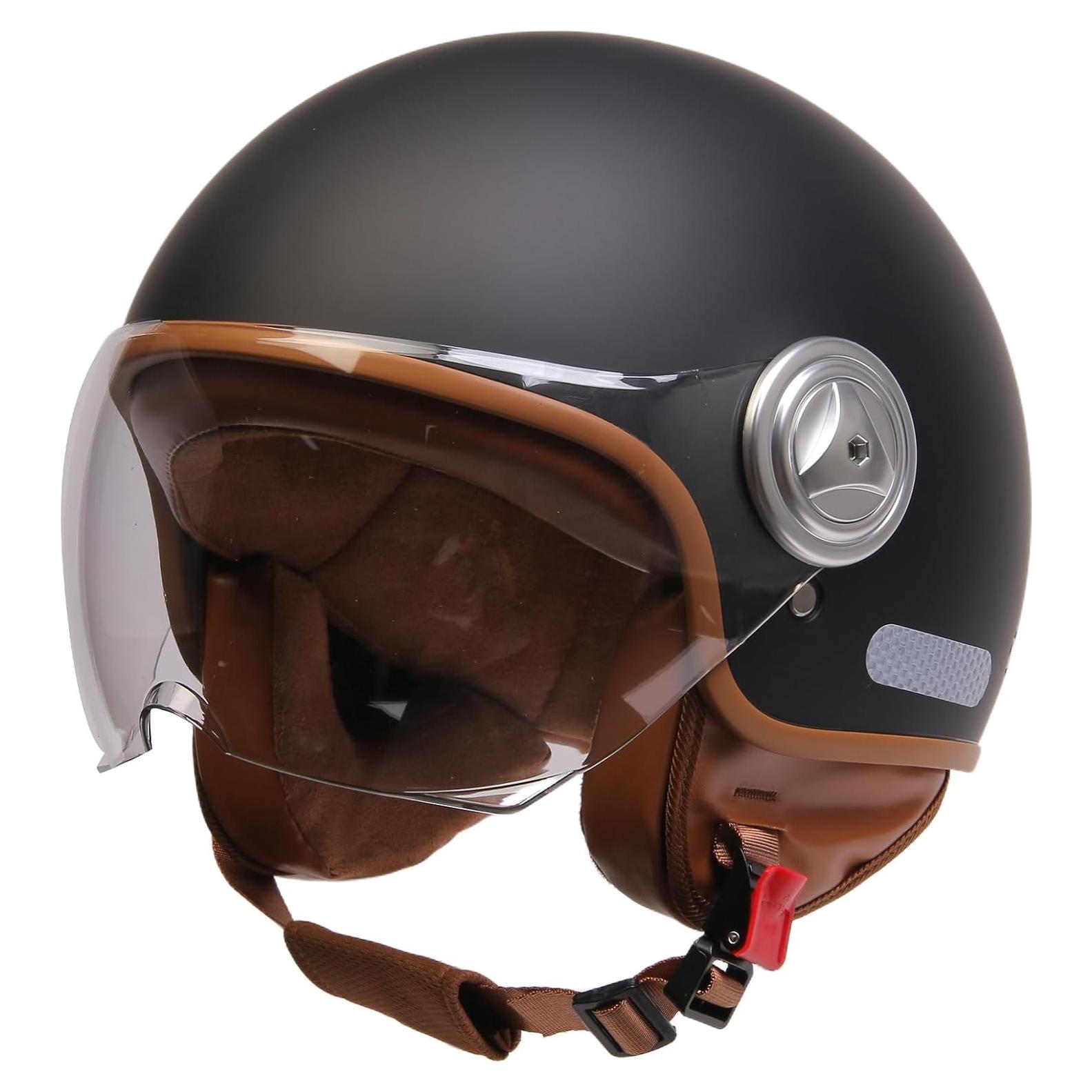 Casco de motocicleta SXJXZJBF Retro Alemán 3/4 Unisex Negro
