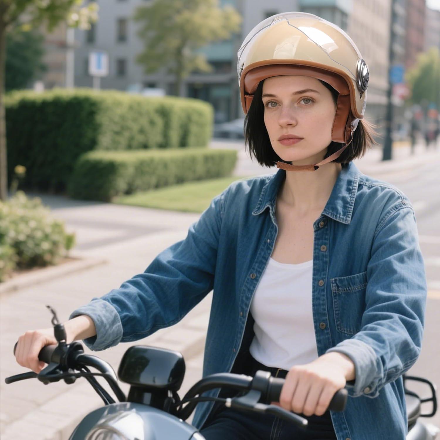 Casco de motocicleta SXJXZJBF Retro Alemán 3/4 Unisex Negro