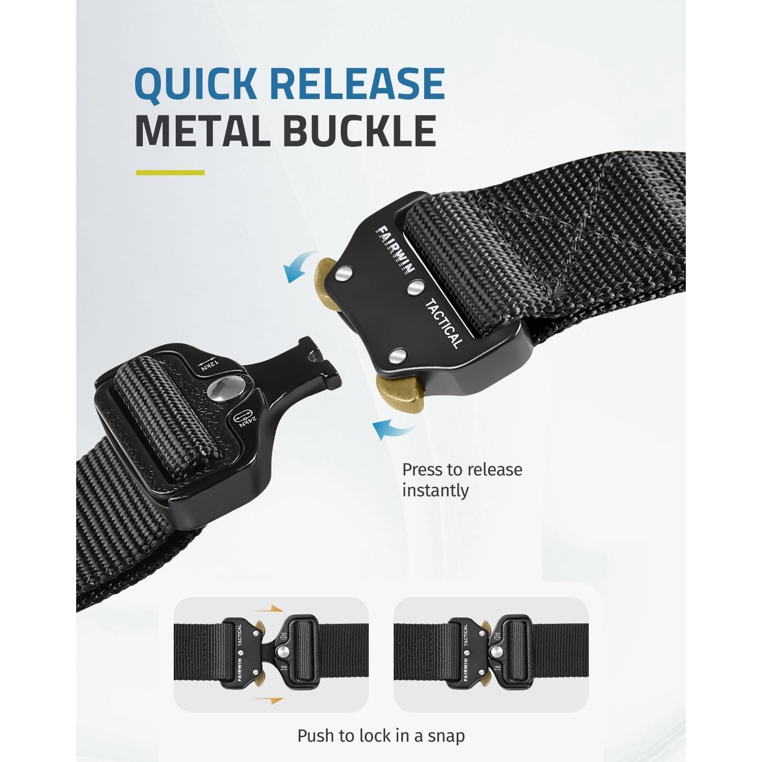 Cinturón Táctico FAIRWIN Negro 76-91 cm Hebilla Rápida