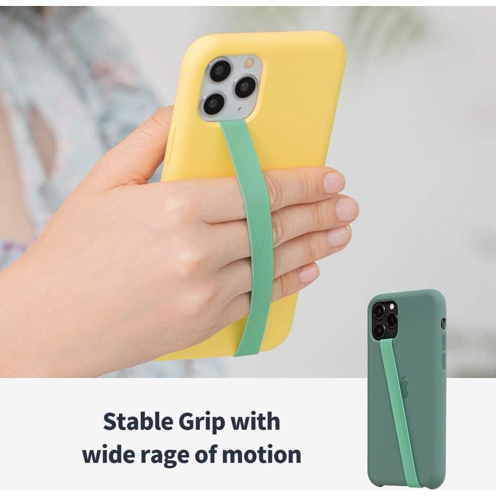 Sinjimoru Stretchable Silicone Phone Strap, Flexible and Elastic Grip Holder for iPhone & Android, Secure Phone Loops Finger Grip with Wireless Charging Support Sinji Loop Black