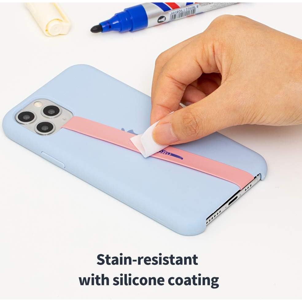 Sinjimoru Stretchable Silicone Phone Strap, Flexible and Elastic Grip Holder for iPhone & Android, Secure Phone Loops Finger Grip with Wireless Charging Support Sinji Loop Black