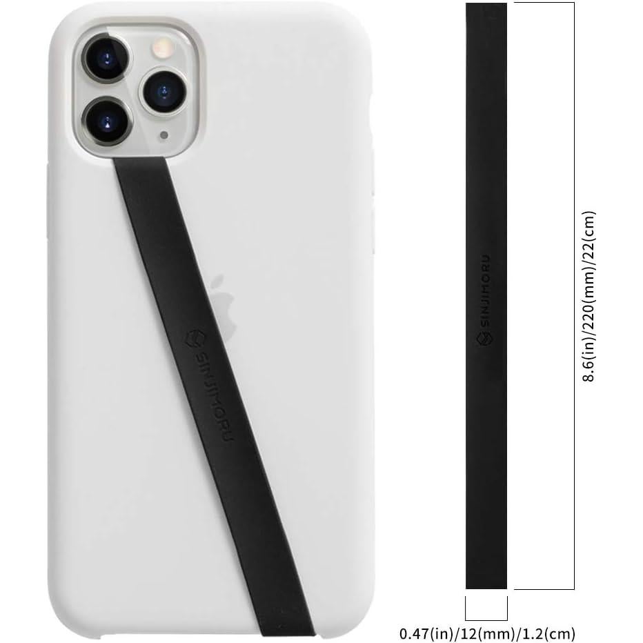 Sinjimoru Stretchable Silicone Phone Strap, Flexible and Elastic Grip Holder for iPhone & Android, Secure Phone Loops Finger Grip with Wireless Charging Support Sinji Loop Black