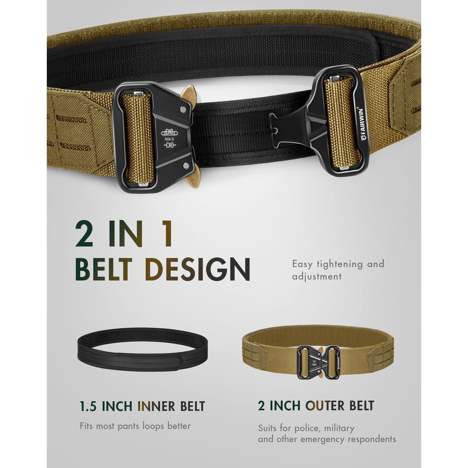 Cinturón Táctico FAIRWIN 5,08 cm Ajustable para Combate