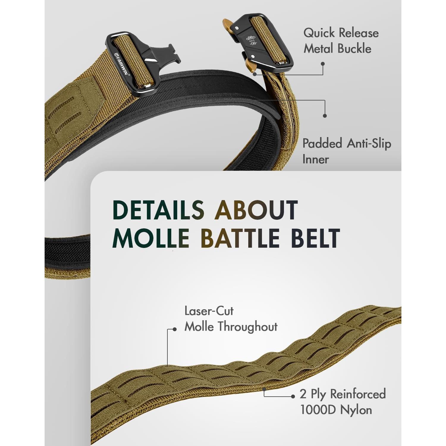 Cinturón Táctico FAIRWIN 5,08 cm Ajustable para Combate