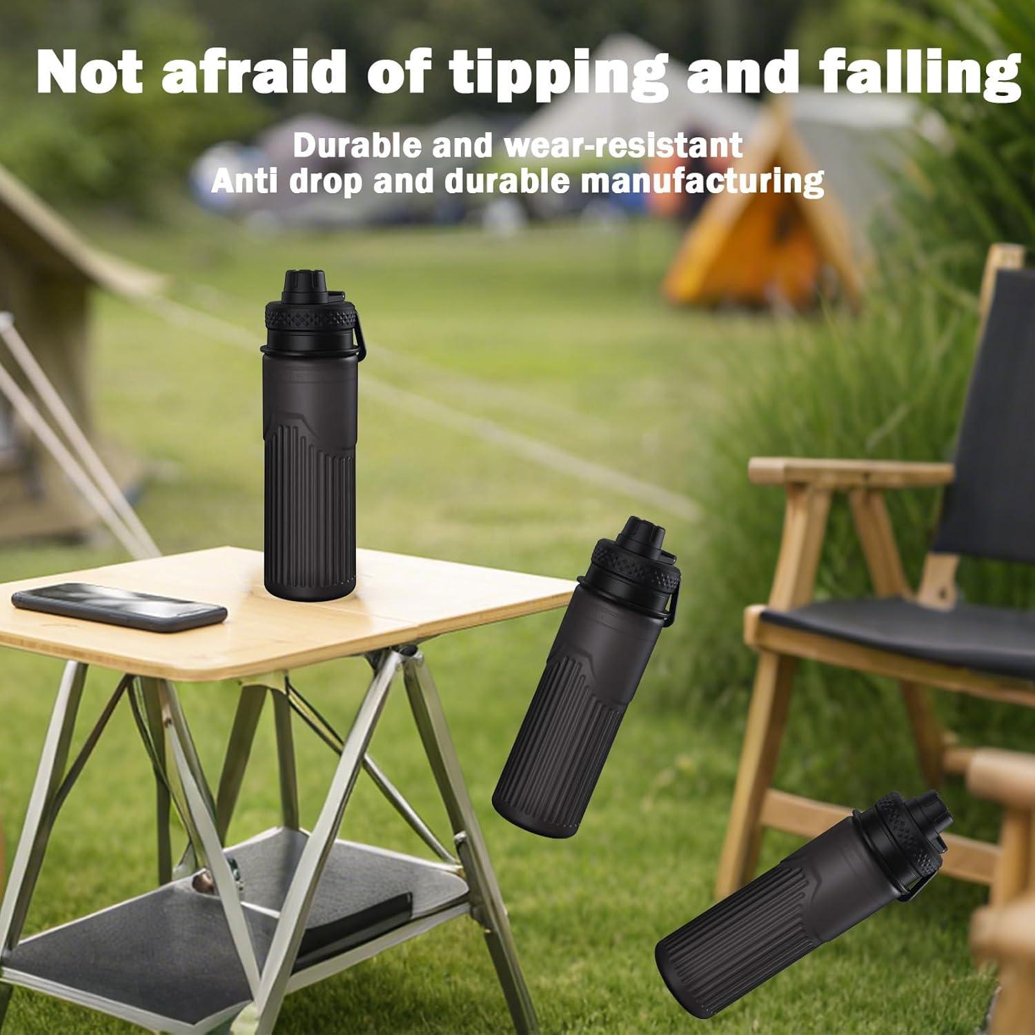 Botella de Agua Plegable Paspring 700ml Silicona Negra