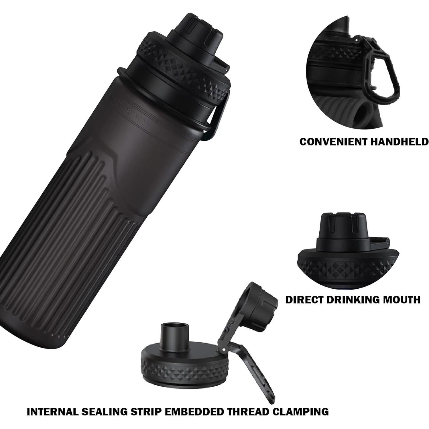 Botella de Agua Plegable Paspring 700ml Silicona Negra