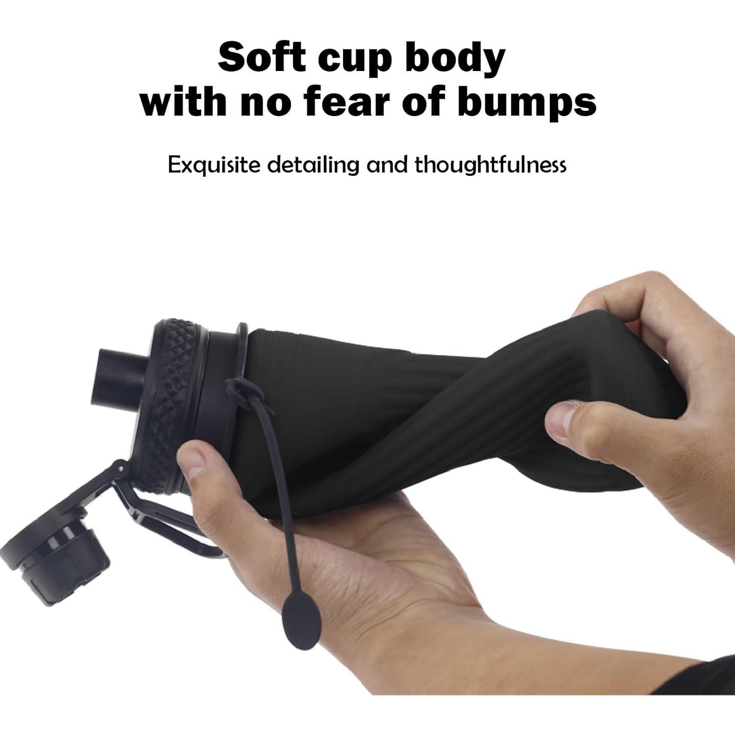 Botella de Agua Plegable Paspring 700ml Silicona Negra