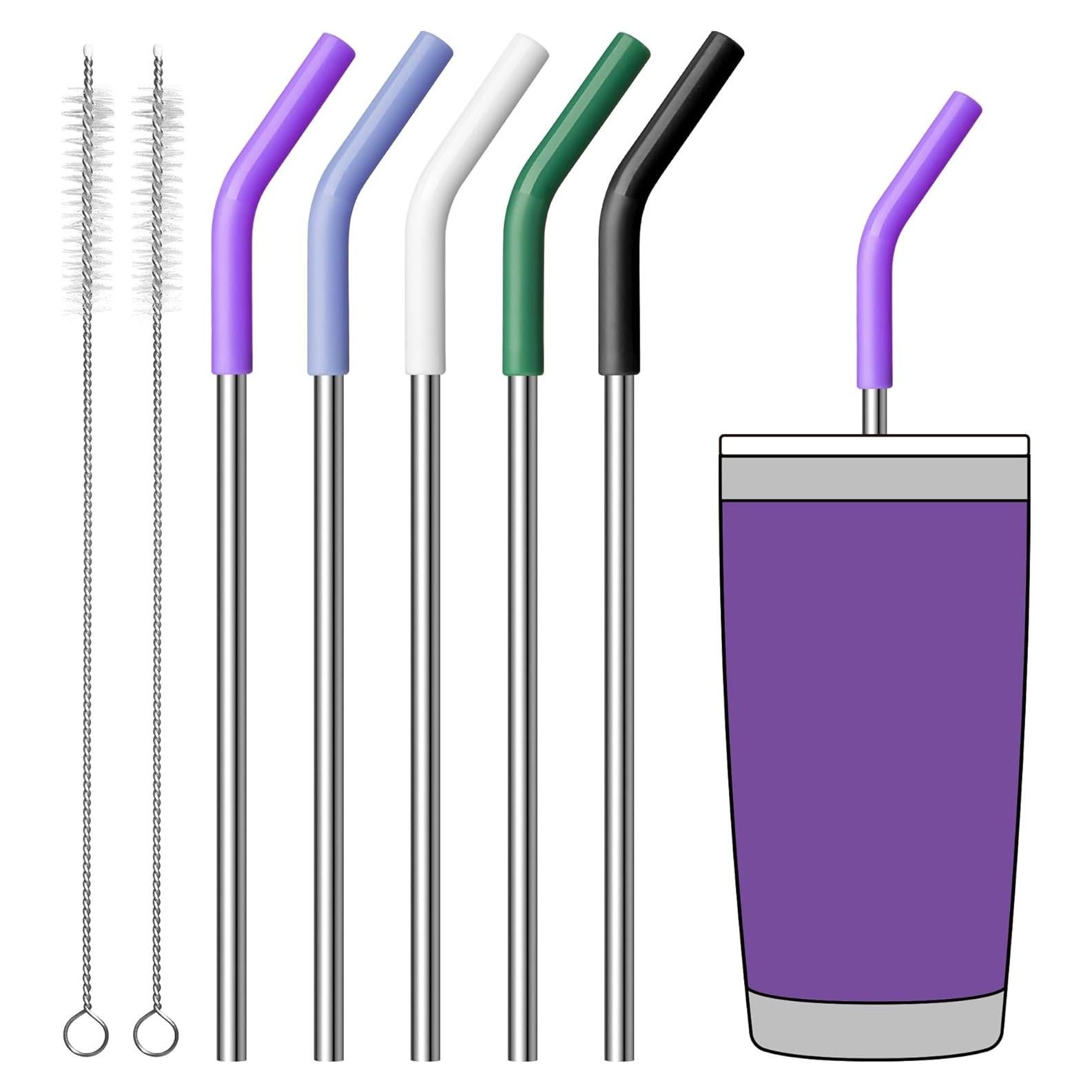 Popotes de Metal Reutilizables Lpaacat 20 oz con Silicona