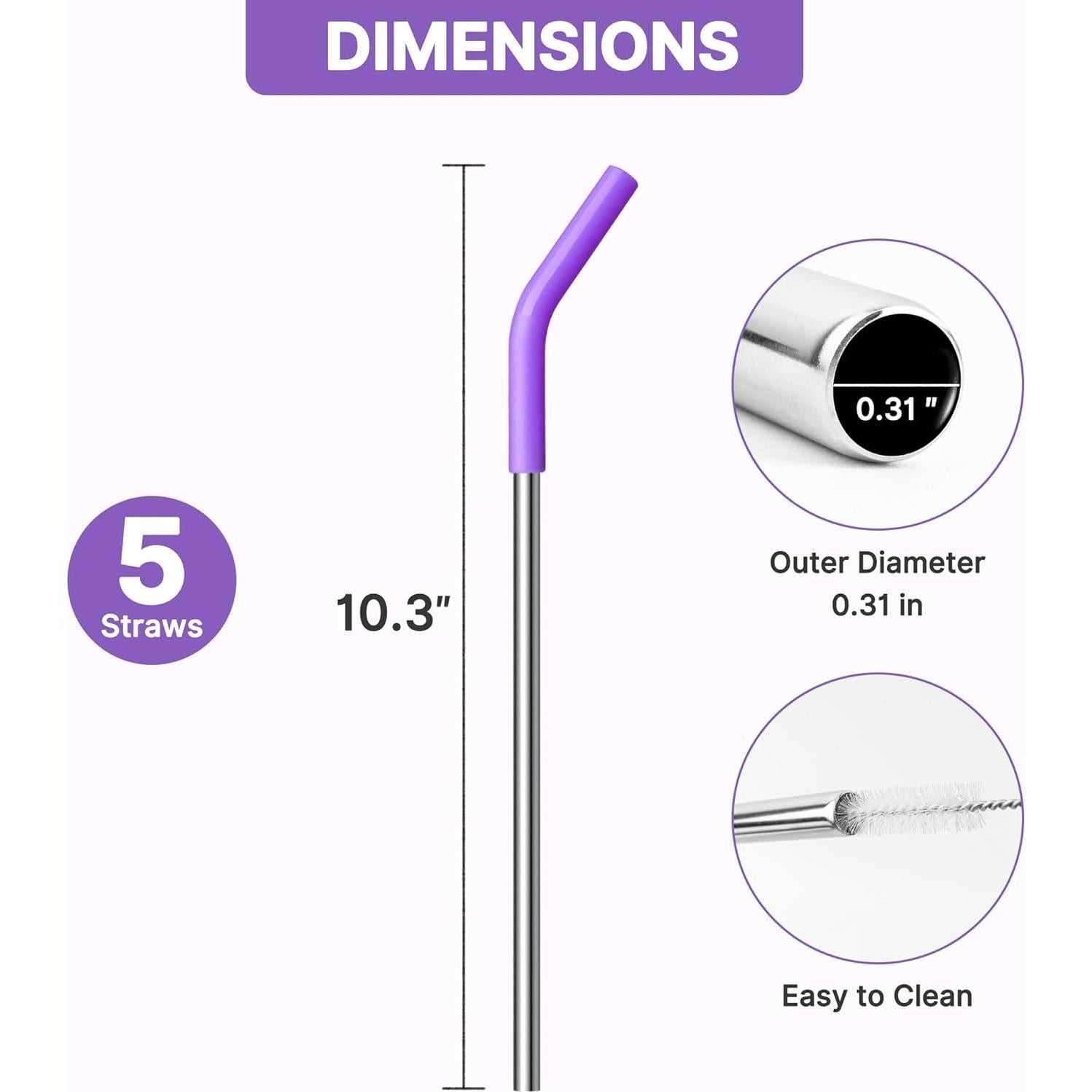 Popotes de Metal Reutilizables Lpaacat 20 oz con Silicona