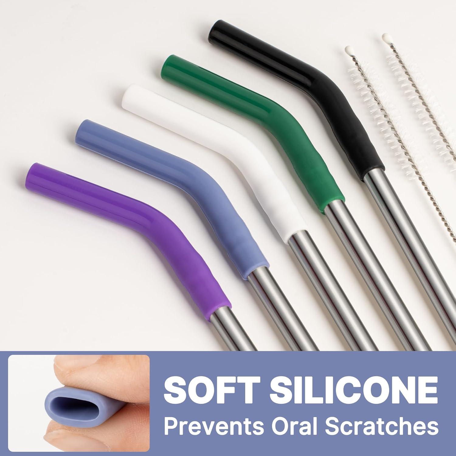 Popotes de Metal Reutilizables Lpaacat 20 oz con Silicona