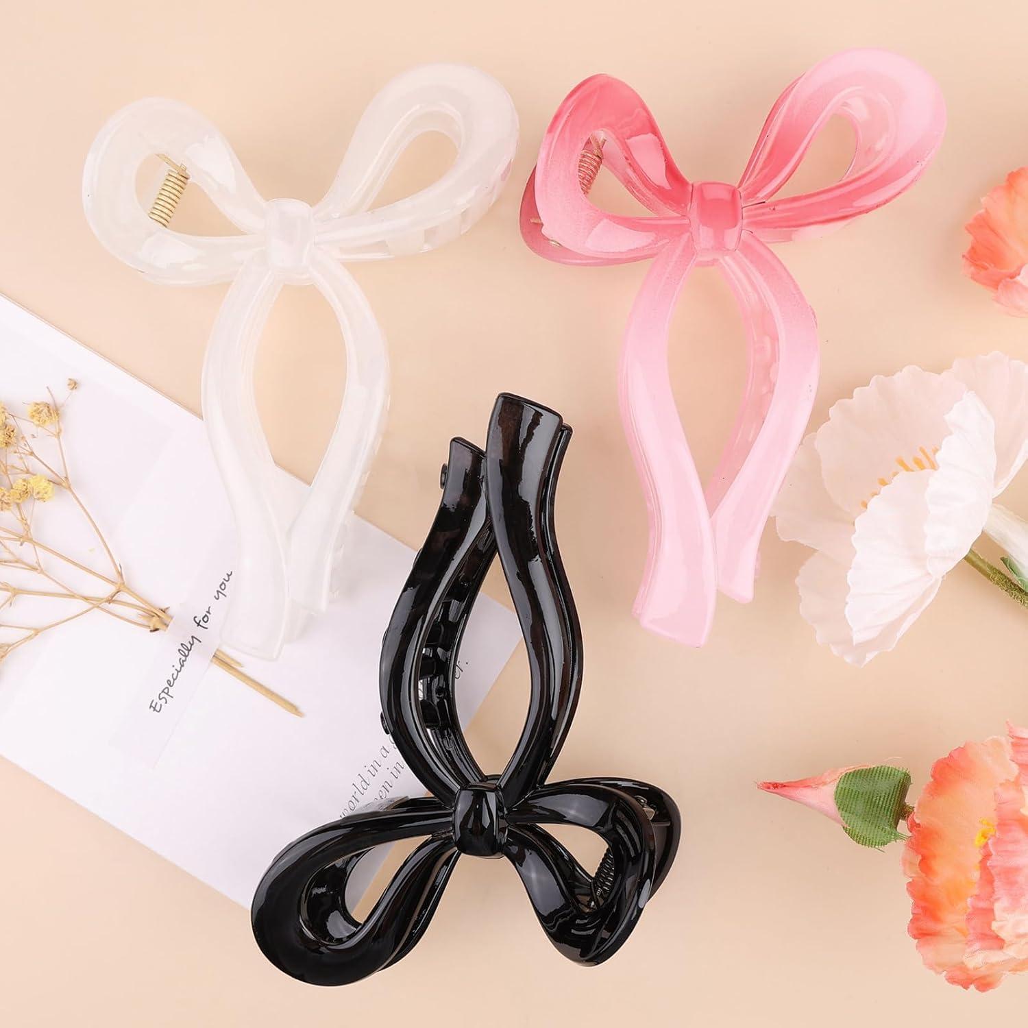 Clips de Pelo en Lazo PWEOUKE - 3 Pcs Antideslizantes 7x13 cm