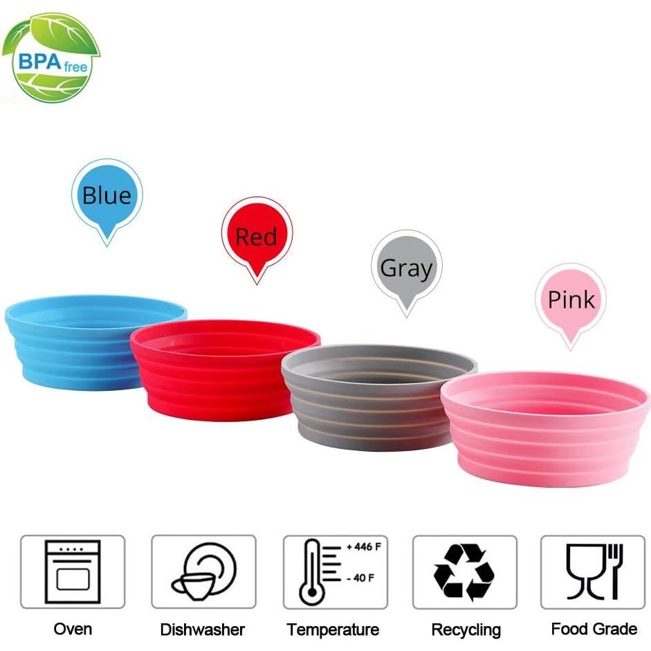 Tazón Colapsable de Silicona Ecoart 680ml Azul para Camping