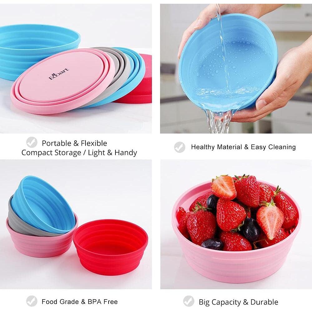 Tazón Colapsable de Silicona Ecoart 680ml Azul para Camping
